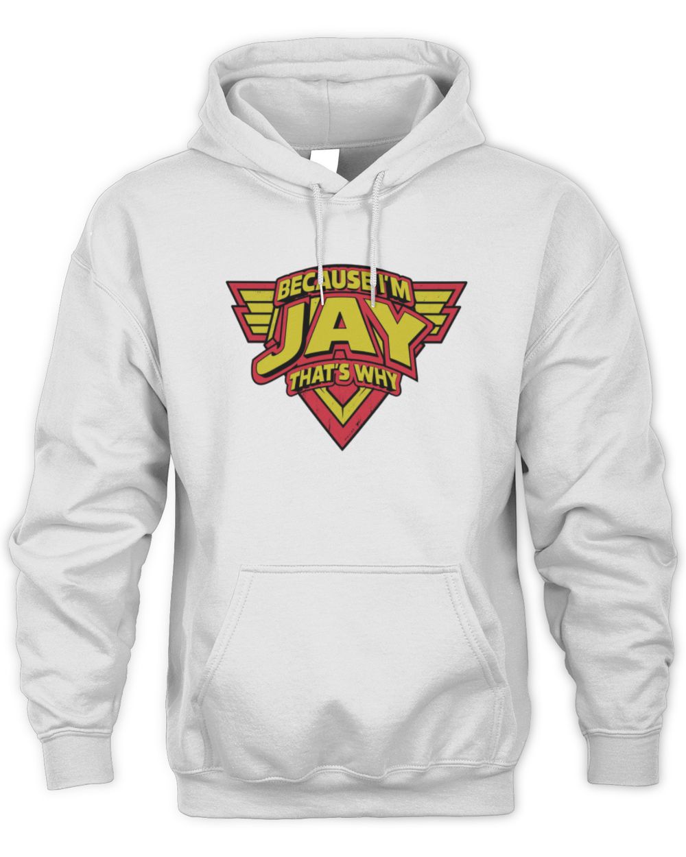 Because I'm Name That's Why Red and Yellow Logo Graphic T-Shirt JAY M1-75 / Unisex Hoodie / white