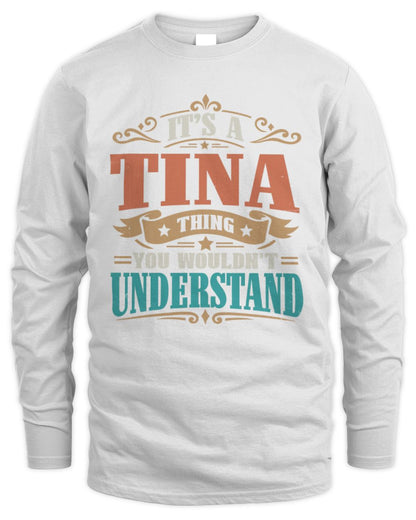 It’s a Name Thing Personalized Retro T-Shirt TINA M1-47 / Men's Long Sleeved T-Shirt / white