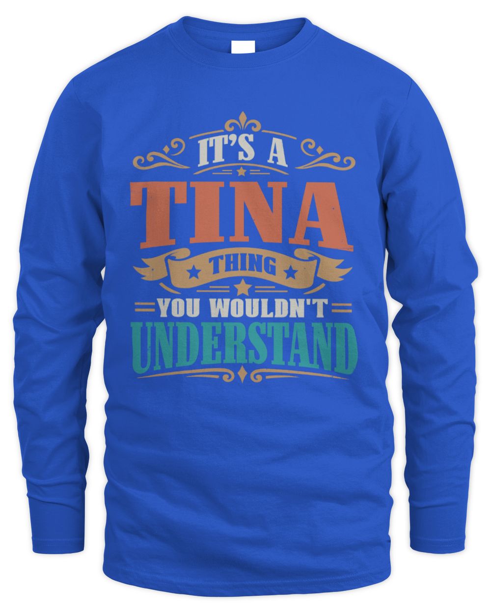 It’s a Name Thing Personalized Retro T-Shirt TINA M1-47 / Men's Long Sleeved T-Shirt / royal