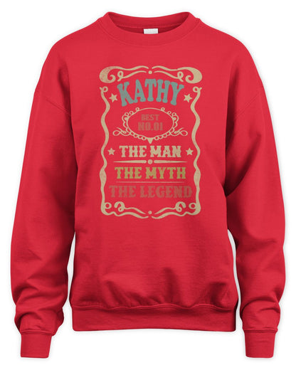 The Man The Myth The Legend Vintage Gold Wine Shirt KATHY M1-52 / Unisex Sweatshirt / red