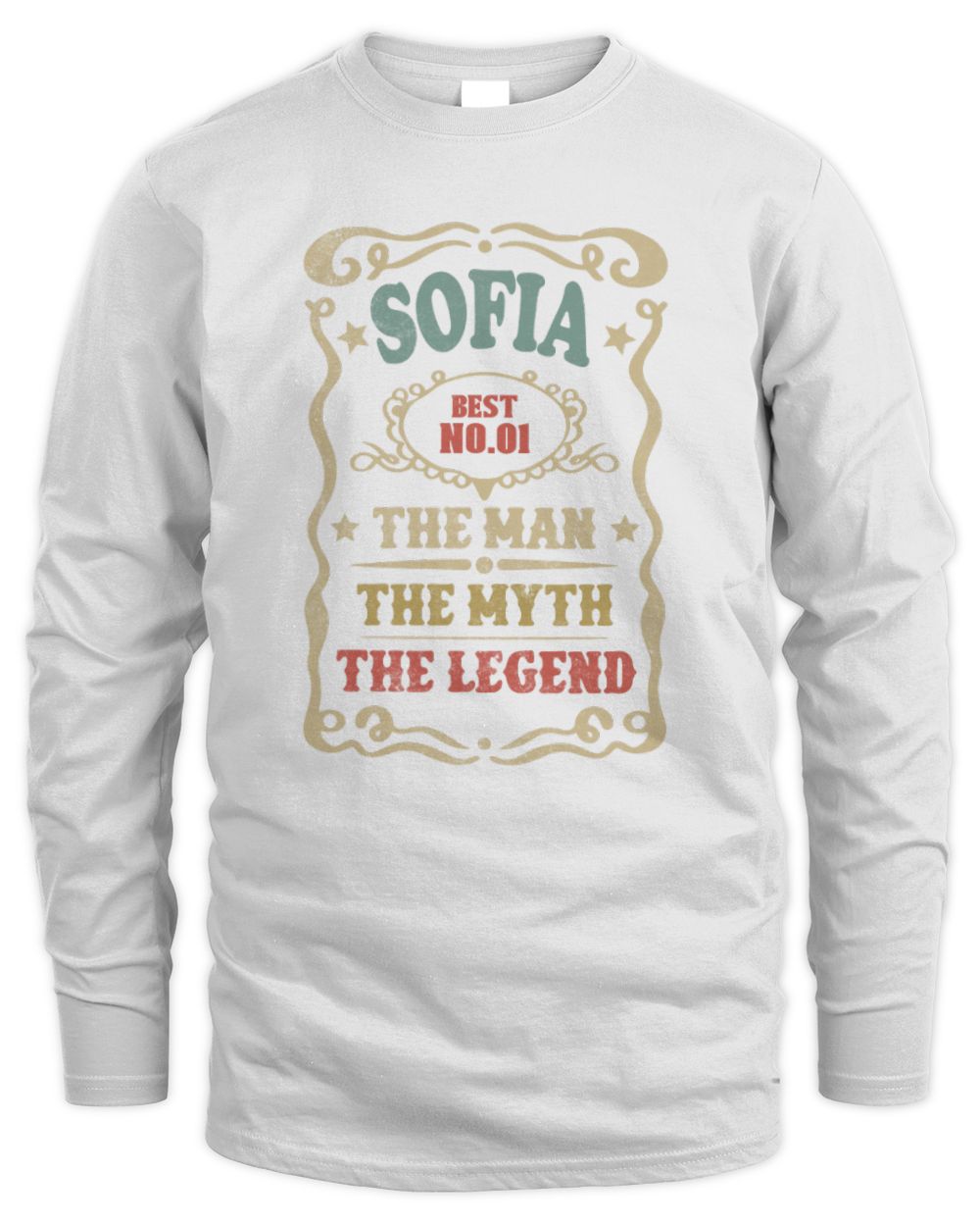 The Man The Myth The Legend Vintage Gold Wine Shirt SOFIA M1-52 / Men's Long Sleeved T-Shirt / white