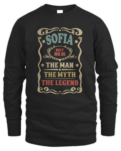 The Man The Myth The Legend Vintage Gold Wine Shirt SOFIA M1-52 / Men's Long Sleeved T-Shirt / black