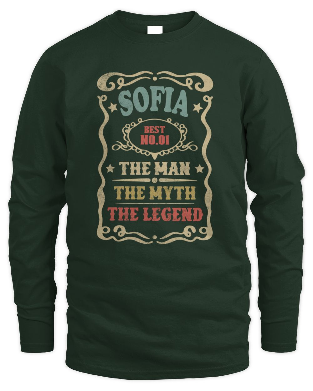 The Man The Myth The Legend Vintage Gold Wine Shirt SOFIA M1-52 / Men's Long Sleeved T-Shirt / forest green