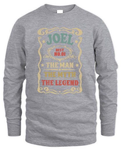 The Man The Myth The Legend Vintage Gold Wine Shirt JOEL M1-52 / Men's Long Sleeved T-Shirt / sport grey