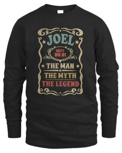 The Man The Myth The Legend Vintage Gold Wine Shirt JOEL M1-52 / Men's Long Sleeved T-Shirt / black
