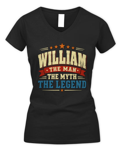 The Man The Myth The Legend Ribbon Vintage T-Shirt WILLIAM M1-56 / Women's V-Neck T-Shirt / black