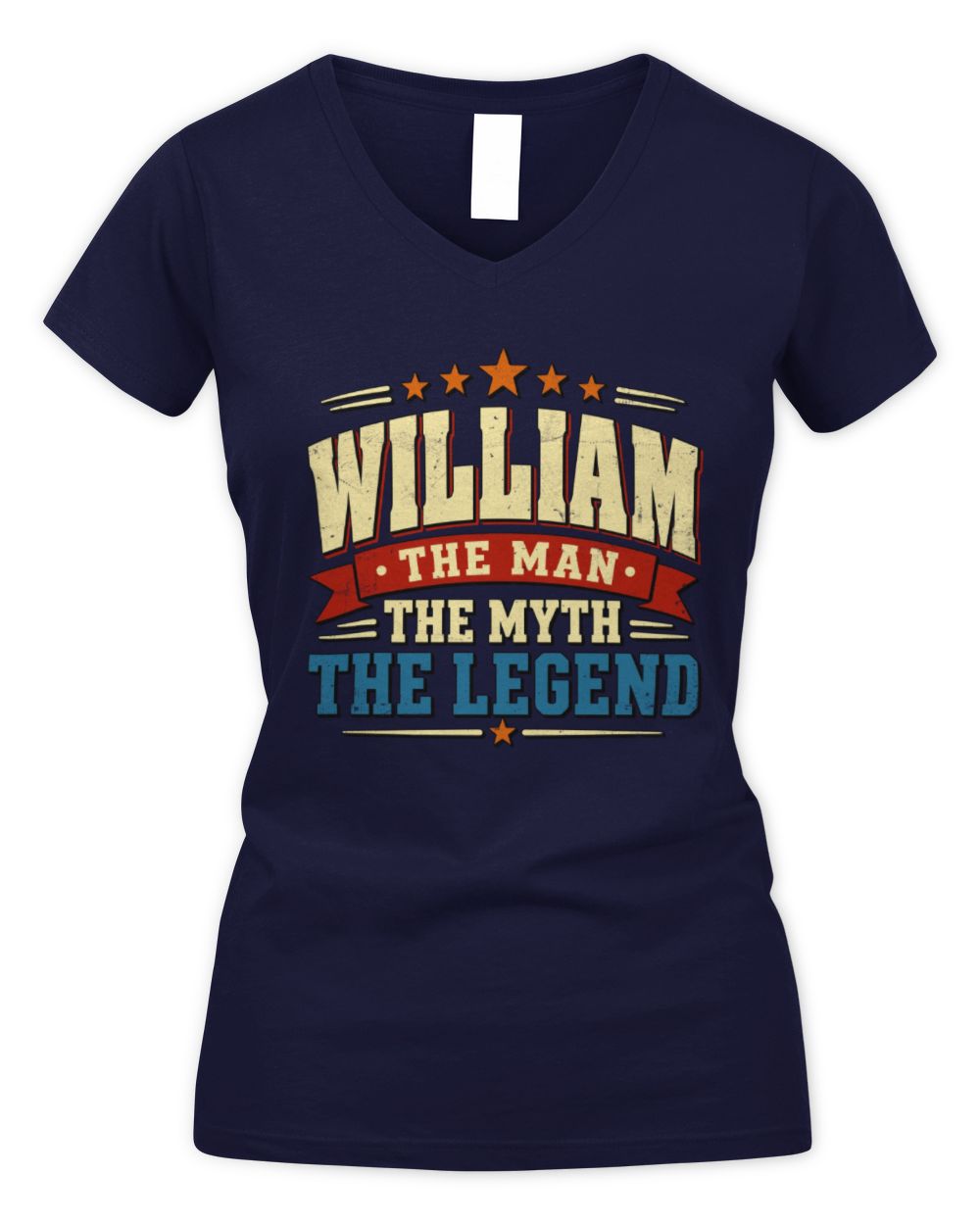 The Man The Myth The Legend Ribbon Vintage T-Shirt WILLIAM M1-56 / Women's V-Neck T-Shirt / navy