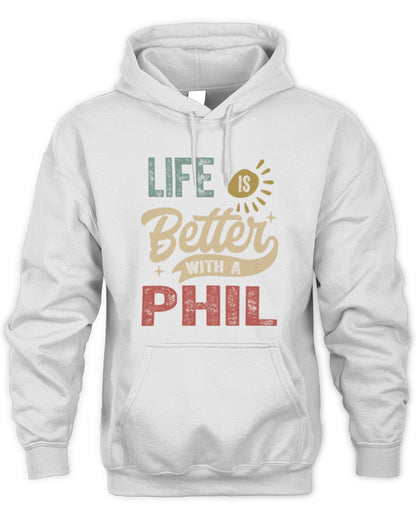 Life Is Better With a Name Personalized Retro T-Shirt PHIL-48 / Unisex Hoodie / white