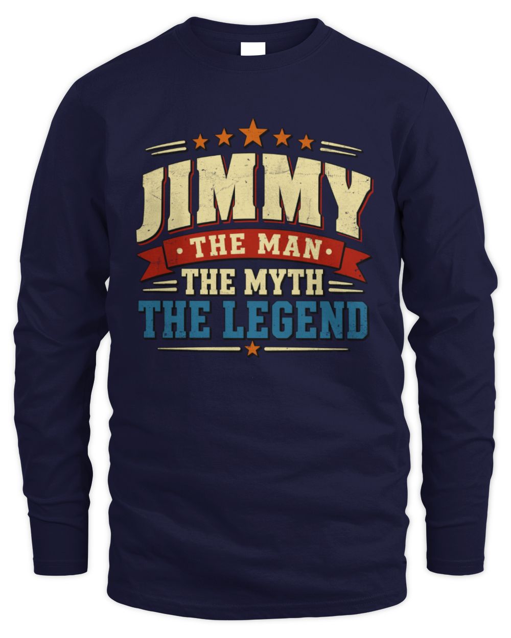 The Man The Myth The Legend Ribbon Vintage T-Shirt JIMMY M1-56 / Men's Long Sleeved T-Shirt / navy