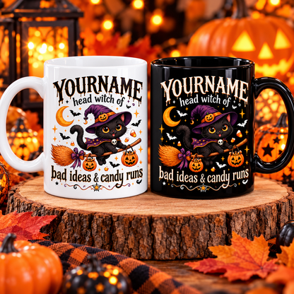 Your Name Head Witch Of Bad Ideas & Candy Runs - Personalized Mug