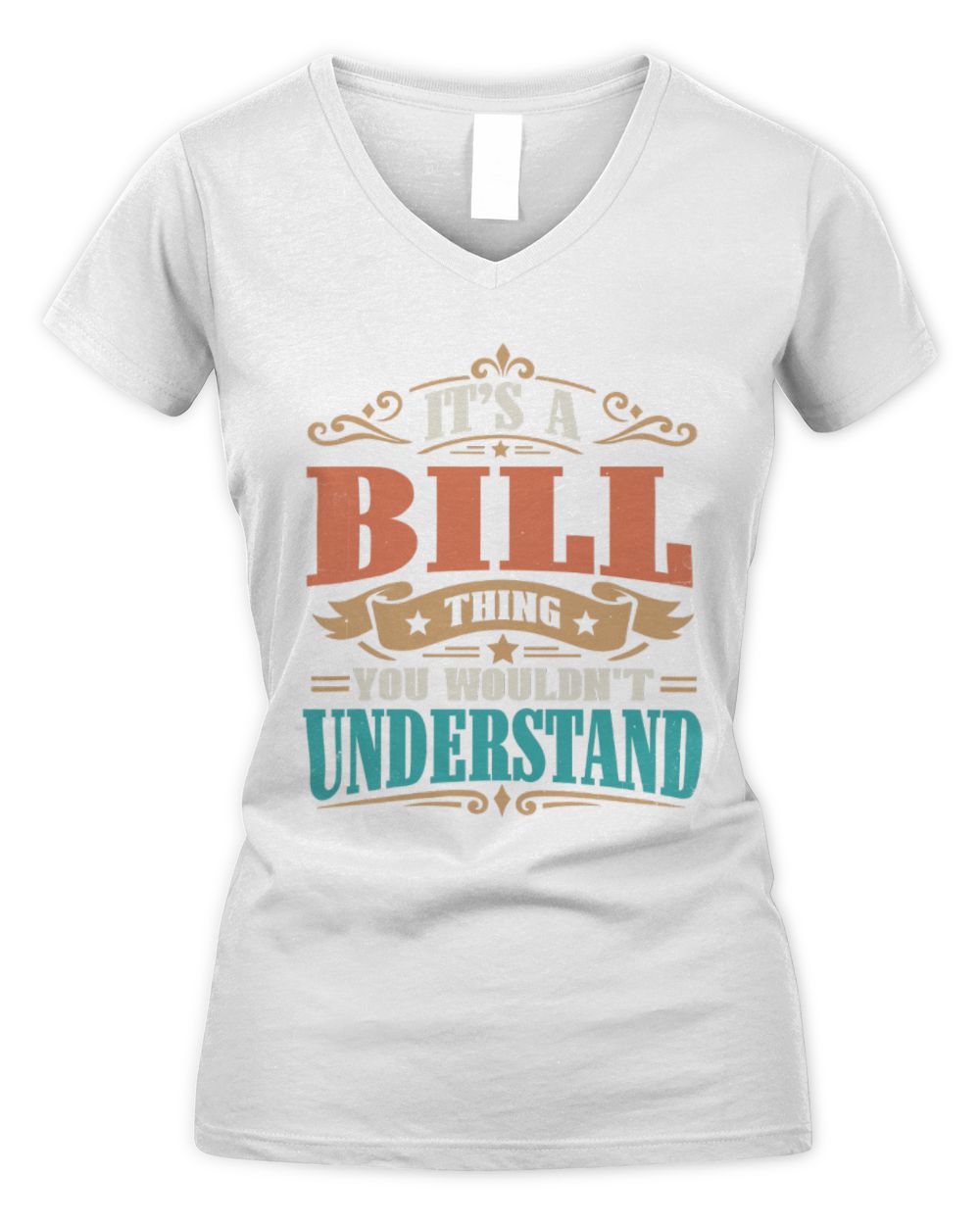 It’s a Name Thing Personalized Retro T-Shirt BILL M1-47 / Women's V-Neck T-Shirt / white
