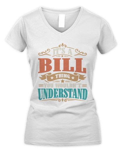 It’s a Name Thing Personalized Retro T-Shirt BILL M1-47 / Women's V-Neck T-Shirt / white