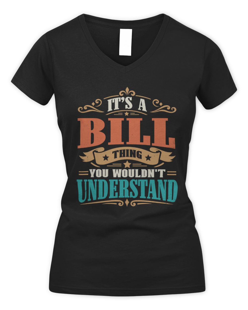 It’s a Name Thing Personalized Retro T-Shirt BILL M1-47 / Women's V-Neck T-Shirt / black