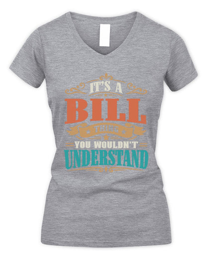 It’s a Name Thing Personalized Retro T-Shirt BILL M1-47 / Women's V-Neck T-Shirt / sport grey