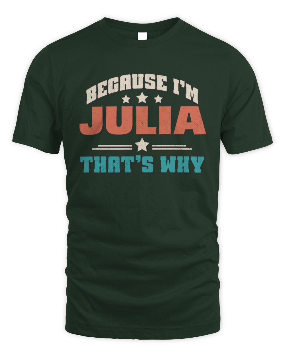 Because I'm Name That's Why Personalized Retro Shirt JULIA-49 / Unisex Standard T-Shirt / forest green