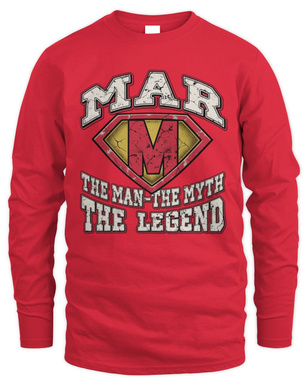 The Man The Myth The Legend Superman Graphic T-Shirt MAR M1-74 / Men's Long Sleeved T-Shirt / red