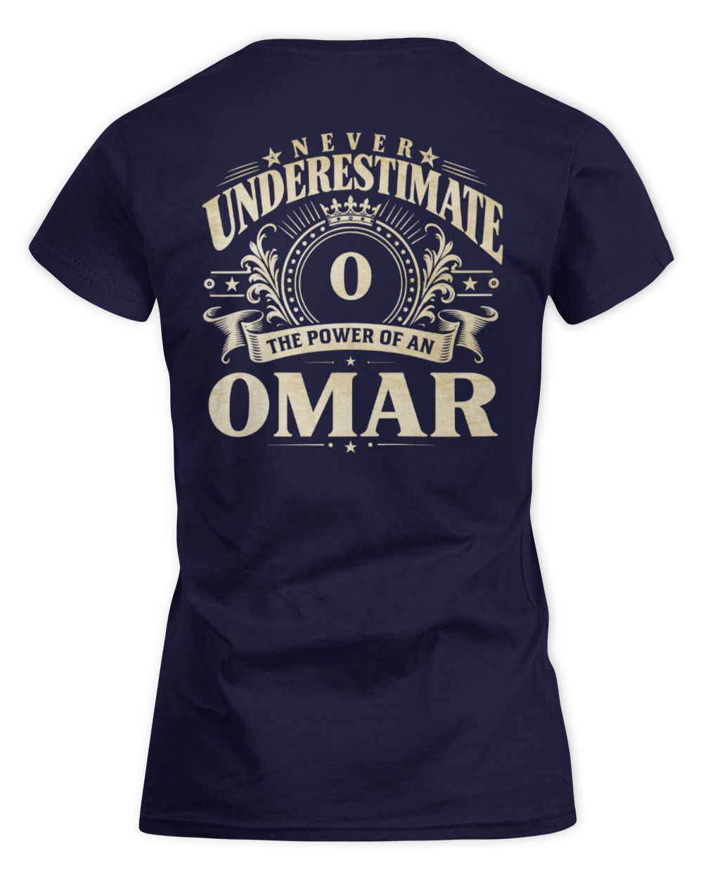 Never Underestimate Your Name Luxury Logo Shirt OMAR M1-63 / Women's Standard T-Shirt / navy