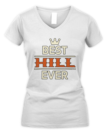 Best Your Name With Crown Shirt HILL M1-59 / Women's V-Neck T-Shirt / white