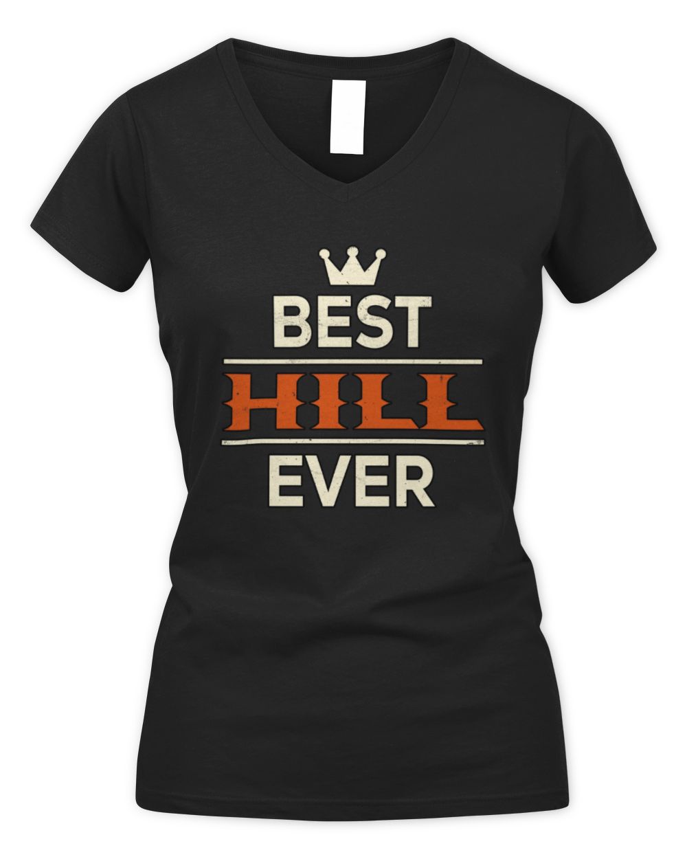 Best Your Name With Crown Shirt HILL M1-59 / Women's V-Neck T-Shirt / black