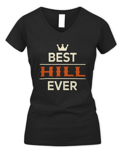 Best Your Name With Crown Shirt HILL M1-59 / Women's V-Neck T-Shirt / black