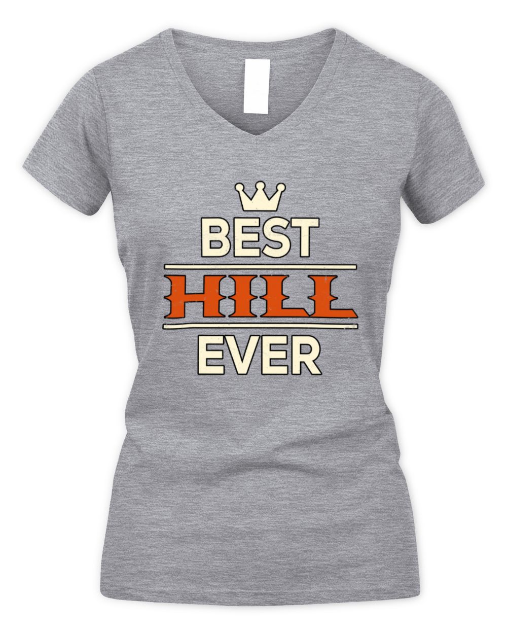 Best Your Name With Crown Shirt HILL M1-59 / Women's V-Neck T-Shirt / sport grey