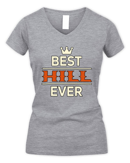 Best Your Name With Crown Shirt HILL M1-59 / Women's V-Neck T-Shirt / sport grey