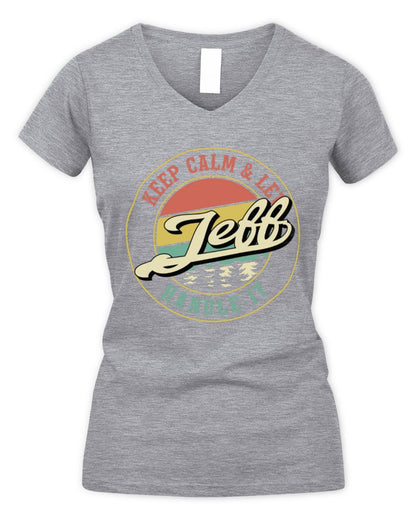 Keep Calm Let Your Name Handle It Retro T-Shirt JEFF M1-54 / Women's V-Neck T-Shirt / sport grey