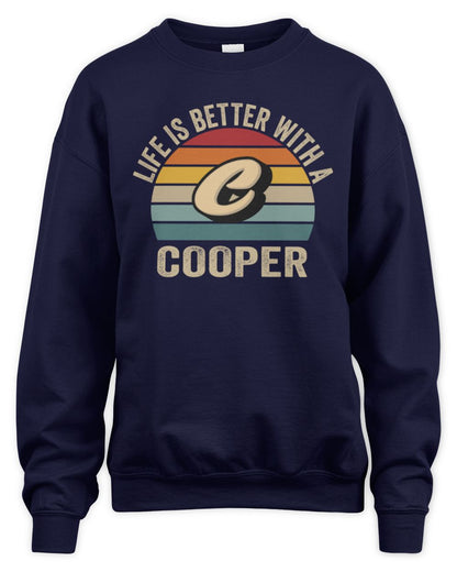 Life Is Better with Name Vintage Sun Shirt COOPER M1-50 / Unisex Sweatshirt / navy