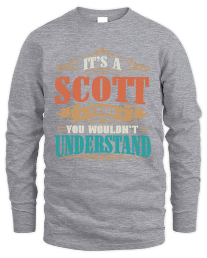It’s a Name Thing Personalized Retro T-Shirt SCOTT M1-47 / Men's Long Sleeved T-Shirt / sport grey