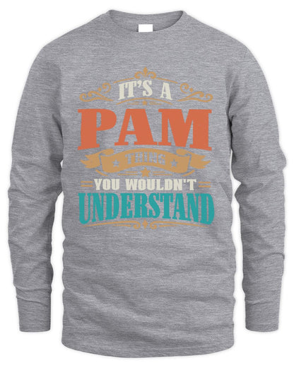 It’s a Name Thing Personalized Retro T-Shirt PAM M1-47 / Men's Long Sleeved T-Shirt / sport grey