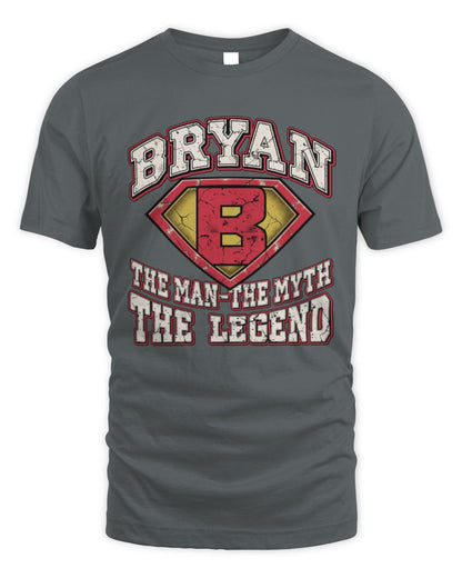 The Man The Myth The Legend Superman Graphic T-Shirt BRYAN M1-74 / Unisex Standard T-Shirt / charcoal