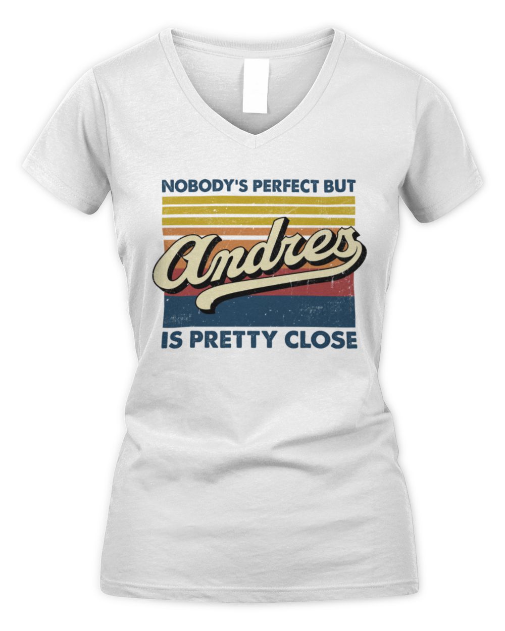 Nobody's Perfect But Your Name Is Pretty Close Retro Shirt ANDRES M1-65 / Women's V-Neck T-Shirt / white