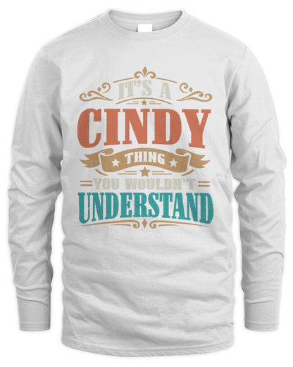 It’s a Name Thing Personalized Retro T-Shirt CINDY M1-47 / Men's Long Sleeved T-Shirt / white