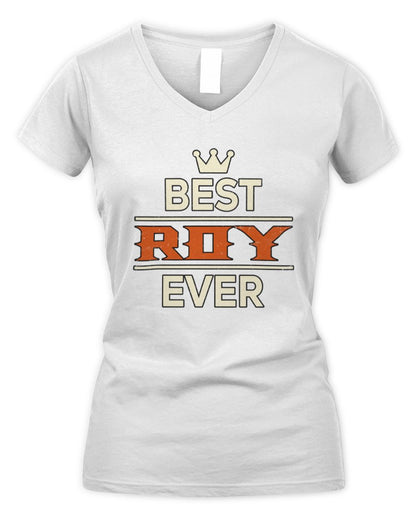 Best Your Name With Crown Shirt ROY M1-59 / Women's V-Neck T-Shirt / white
