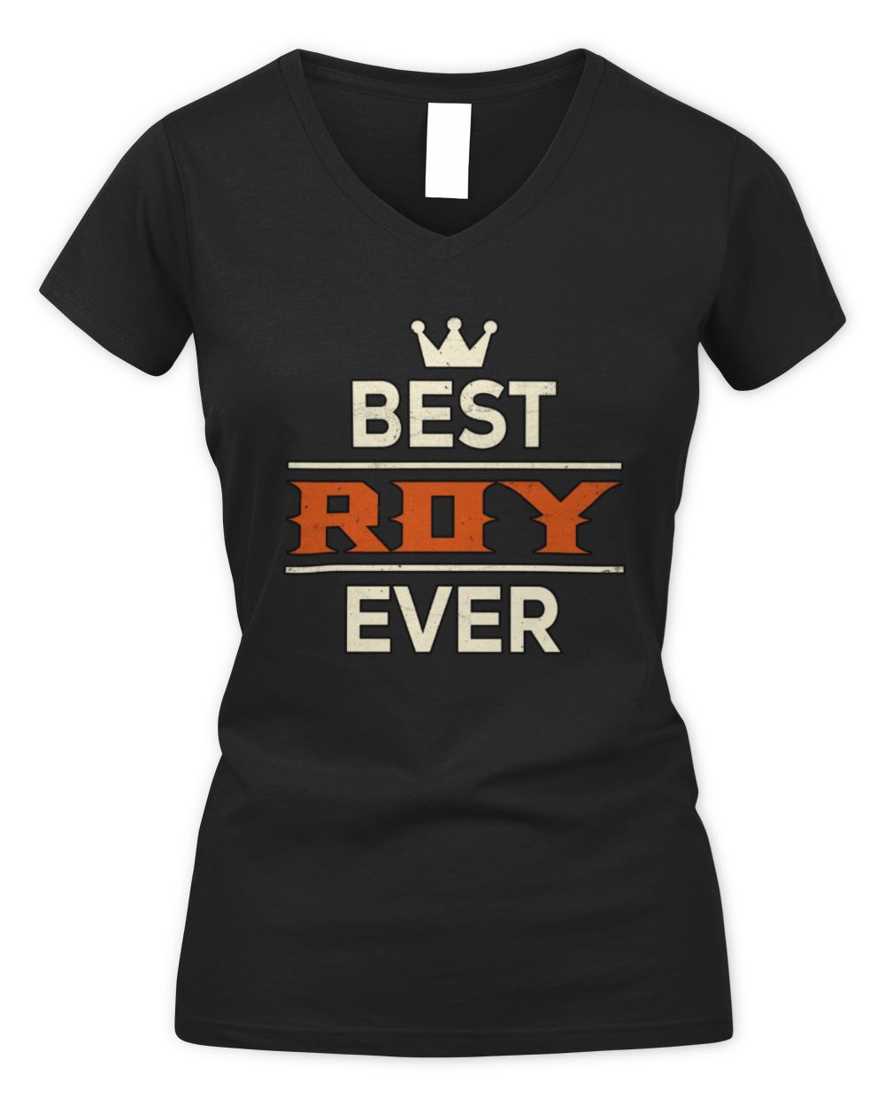 Best Your Name With Crown Shirt ROY M1-59 / Women's V-Neck T-Shirt / black