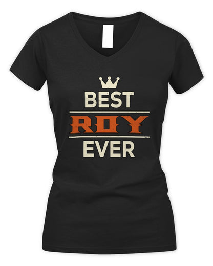 Best Your Name With Crown Shirt ROY M1-59 / Women's V-Neck T-Shirt / black