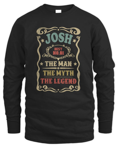The Man The Myth The Legend Vintage Gold Wine Shirt JOSH M1-52 / Men's Long Sleeved T-Shirt / black