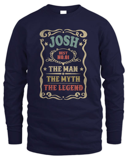 The Man The Myth The Legend Vintage Gold Wine Shirt JOSH M1-52 / Men's Long Sleeved T-Shirt / navy