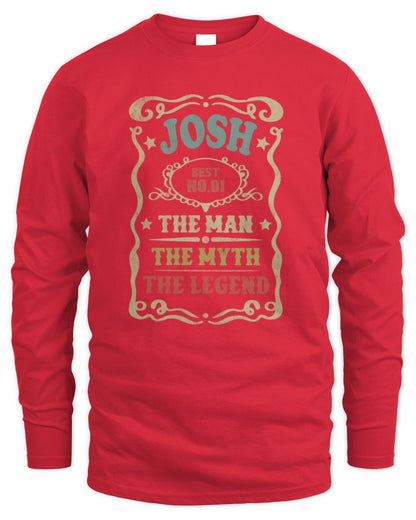 The Man The Myth The Legend Vintage Gold Wine Shirt JOSH M1-52 / Men's Long Sleeved T-Shirt / red