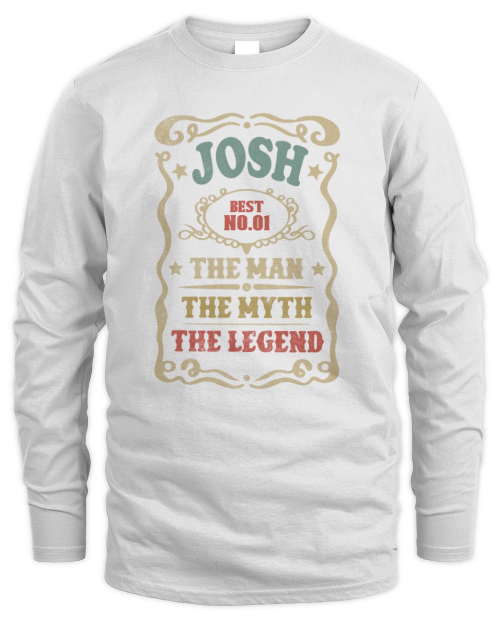 The Man The Myth The Legend Vintage Gold Wine Shirt JOSH M1-52 / Men's Long Sleeved T-Shirt / white