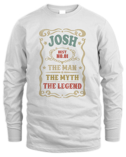 The Man The Myth The Legend Vintage Gold Wine Shirt JOSH M1-52 / Men's Long Sleeved T-Shirt / white