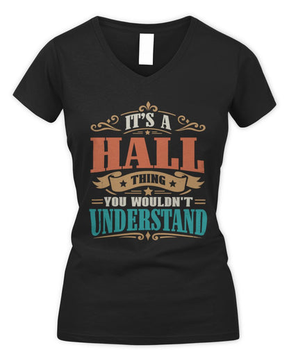 It’s a Name Thing Personalized Retro T-Shirt HALL M1-47 / Women's V-Neck T-Shirt / black