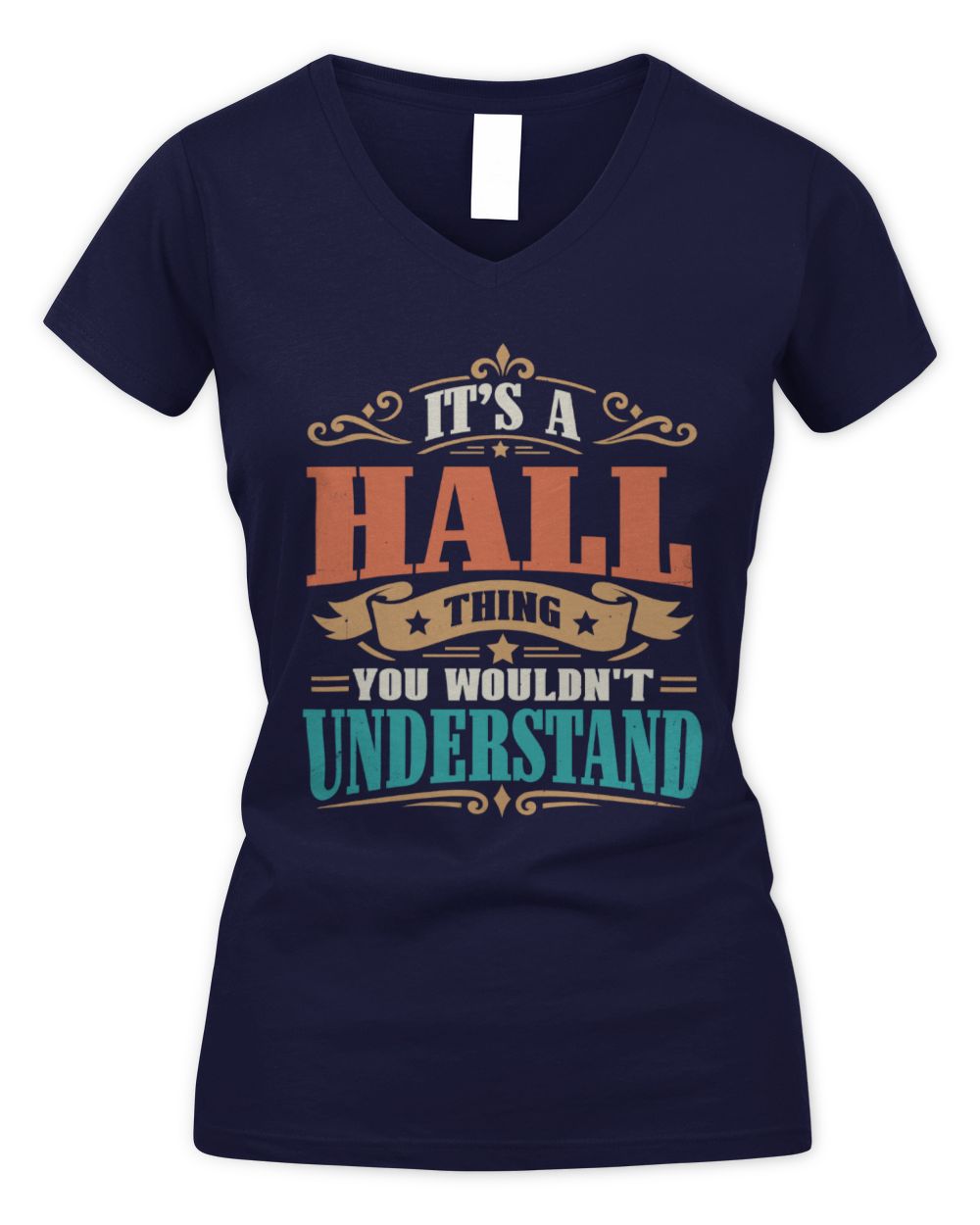 It’s a Name Thing Personalized Retro T-Shirt HALL M1-47 / Women's V-Neck T-Shirt / navy