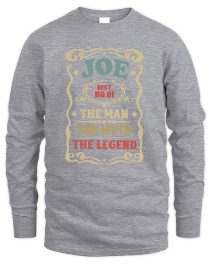 The Man The Myth The Legend Vintage Gold Wine Shirt JOE M1-52 / Men's Long Sleeved T-Shirt / sport grey