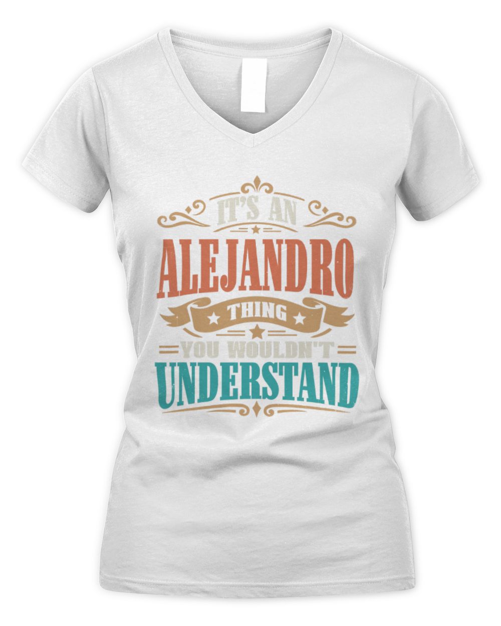 It’s a Name Thing Personalized Retro T-Shirt ALEJANDRO M1-47 / Women's V-Neck T-Shirt / white