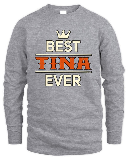 Best Your Name With Crown Shirt TINA M1-59 / Men's Long Sleeved T-Shirt / sport grey