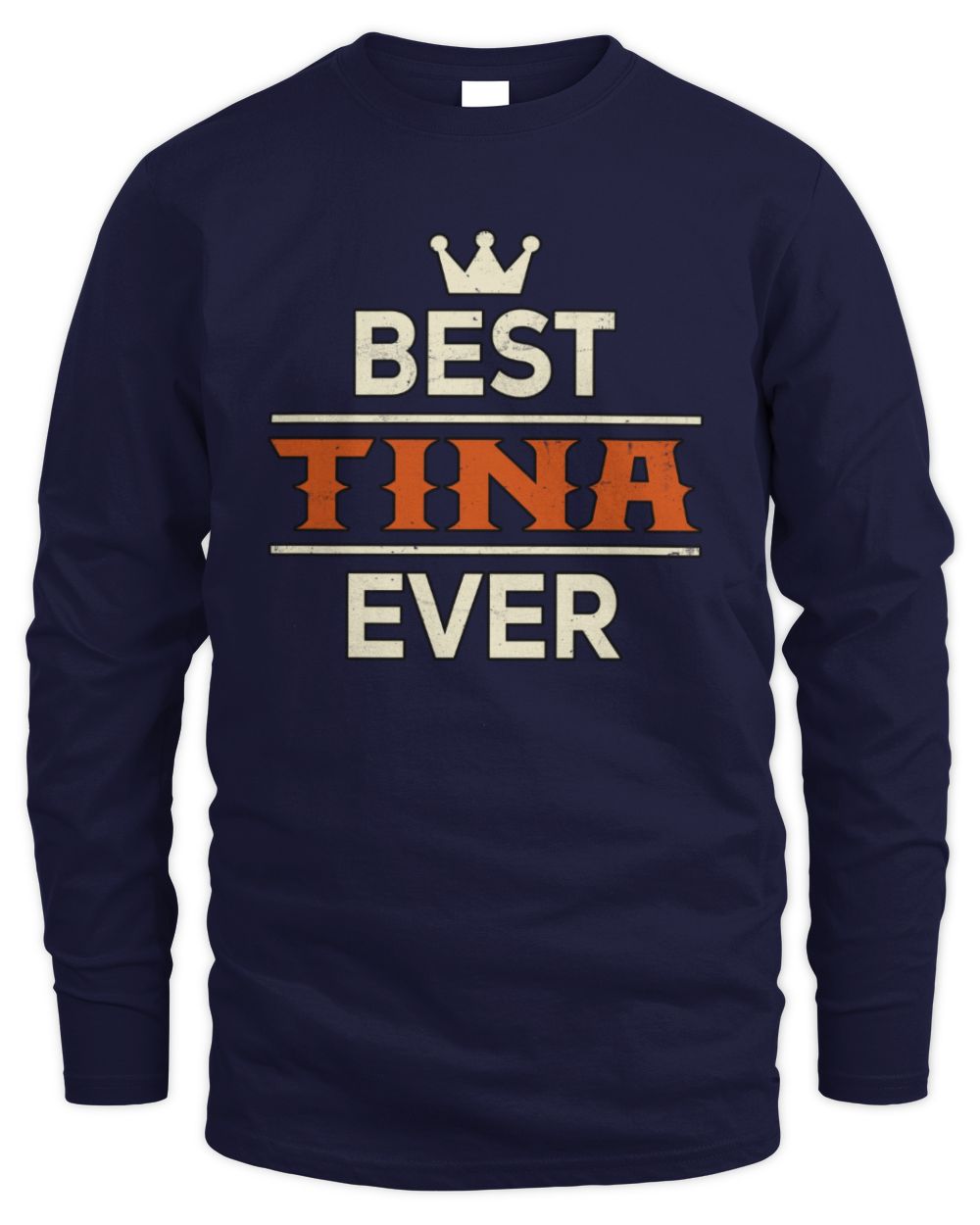 Best Your Name With Crown Shirt TINA M1-59 / Men's Long Sleeved T-Shirt / navy