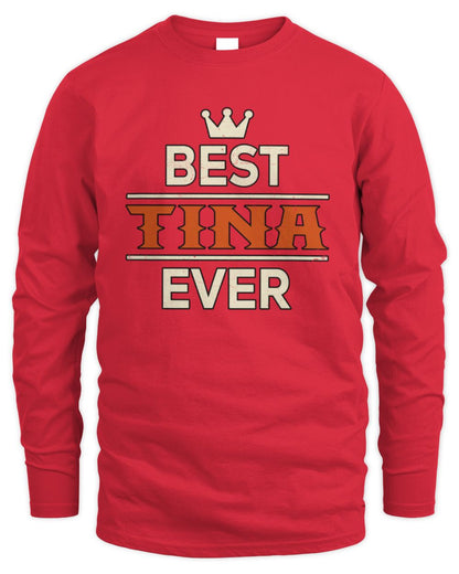 Best Your Name With Crown Shirt TINA M1-59 / Men's Long Sleeved T-Shirt / red
