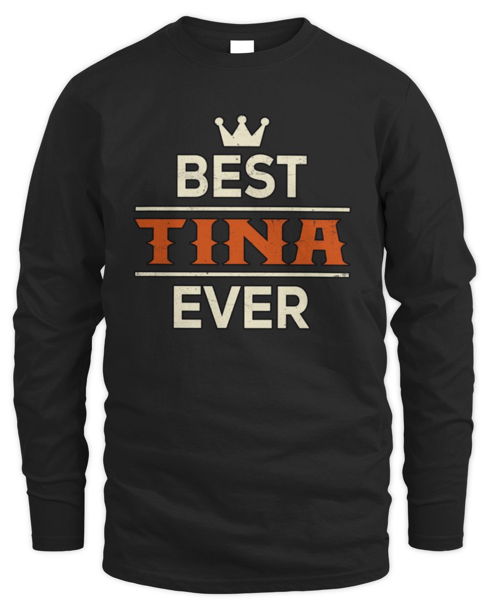 Best Your Name With Crown Shirt TINA M1-59 / Men's Long Sleeved T-Shirt / black