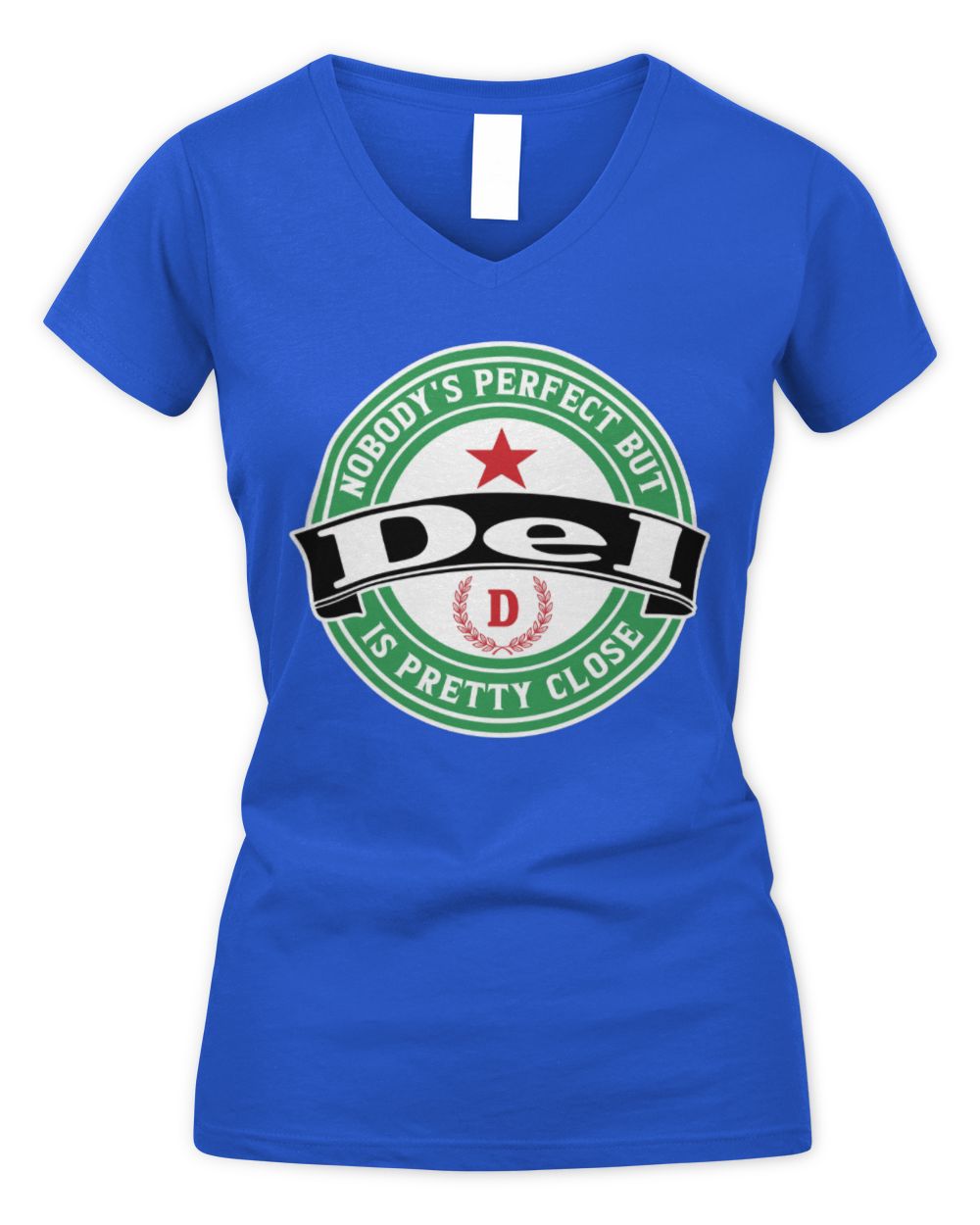 Nobody's Perfect But Your Name Is Pretty Close Heineken Beer T-Shirt DEL M1-S85 / Women's V-Neck T-Shirt / royal